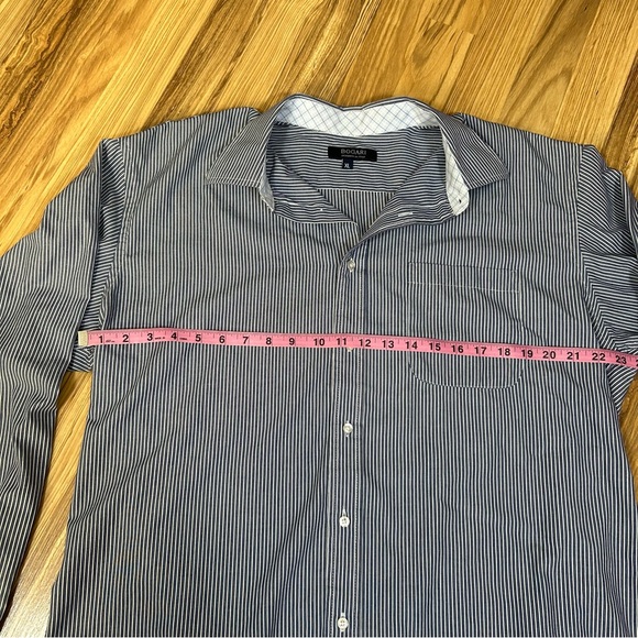 Bogari Men's Button Up Blue And White Striped Plaid Cuffs Size Extra Large Italy - Picture 3 of 9
